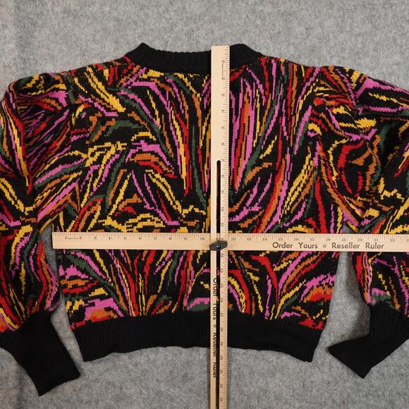 NWT Farm Rio Sweater Womens Small Shiny Zebra Sweater Balloon Sleeve Multicolor - Picture 11 of 14